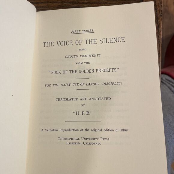 The Voice Of Silence by H. P. Blavatsky Theosophical Publishing Verbatim Repro - Picture 7 of 11